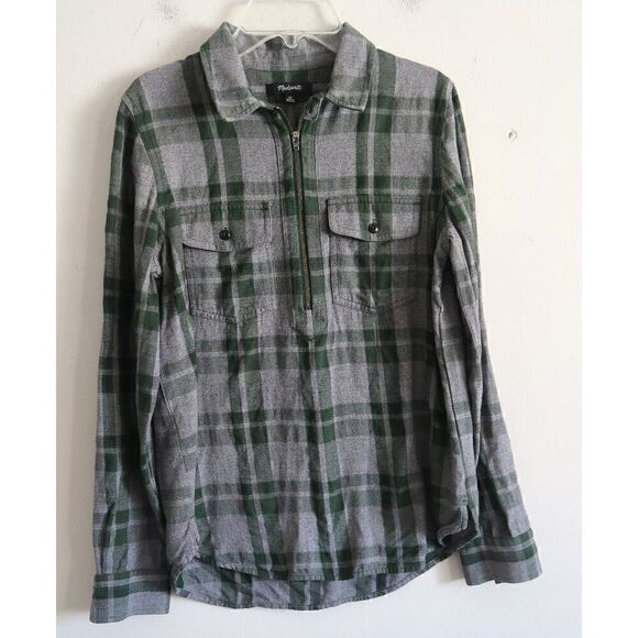 Madewell Green/Gray Long Sleeve Zip-Up Pullover - Size XS - Picture 1 of 9